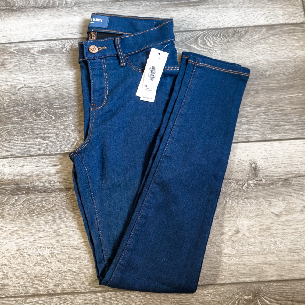 NEW OLD NAVY BALLERINA SKINNY JEGGINGS (GIRLS 12 - DARK BRIGHT BLUE WASH)